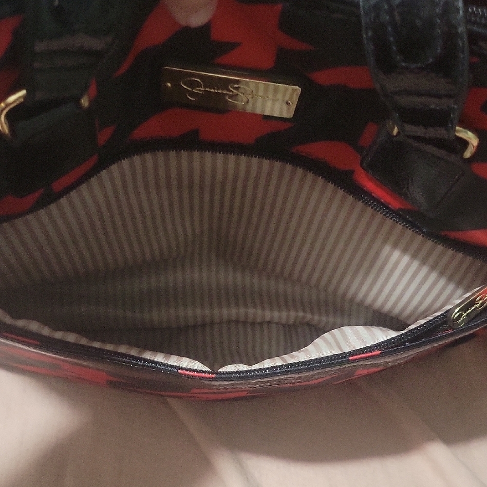 Jessica Simpson Vibrant Red And Black Tote - image 8